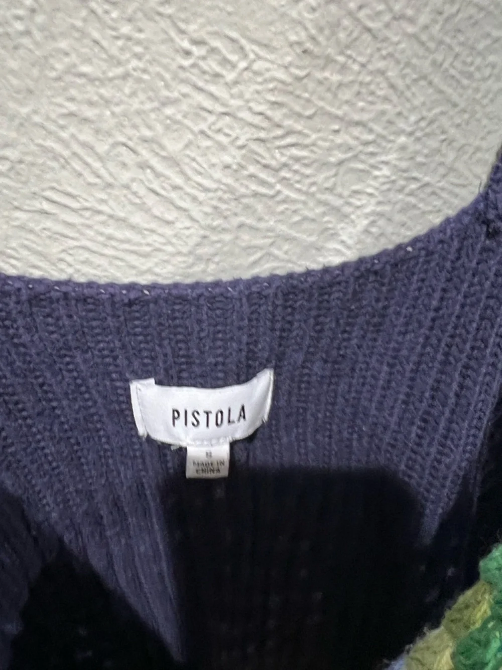 PISTOLA VIVIENNE CROCHET SWEATER TANK IN NAVY RAINBOW - Picture 2 of 5